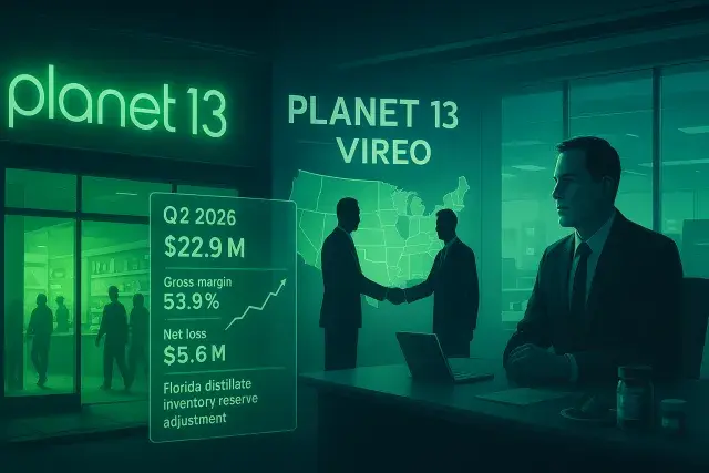 Planet 13 Reports Narrower Losses Ahead of Vireo Merger Close